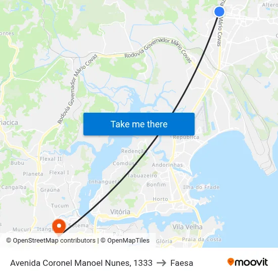 Avenida Coronel Manoel Nunes, 1333 to Faesa map
