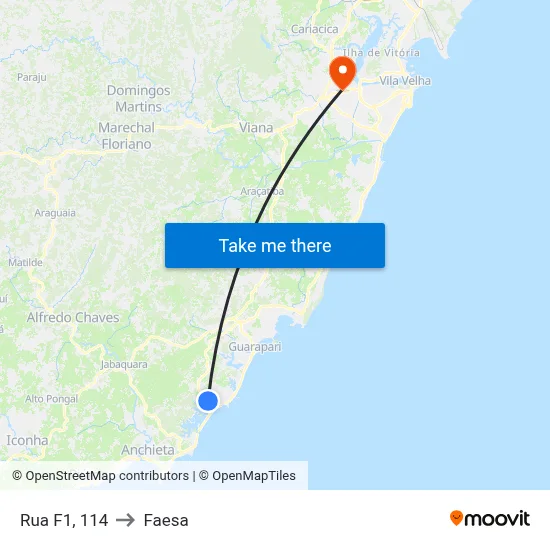 Rua F1, 114 to Faesa map