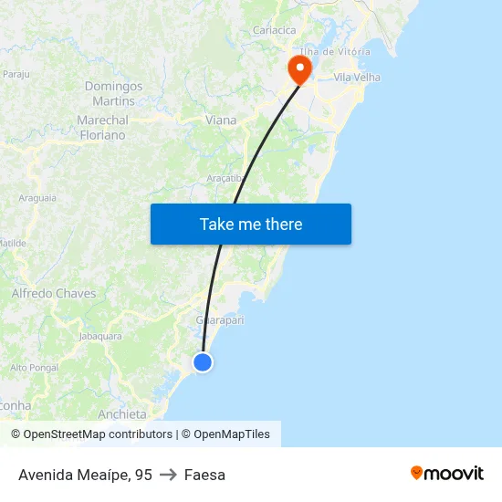 Avenida Meaípe, 95 to Faesa map