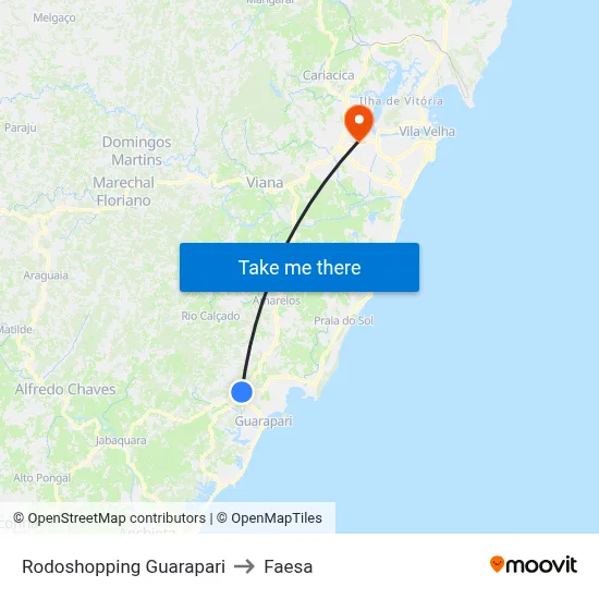Rodoshopping Guarapari to Faesa map