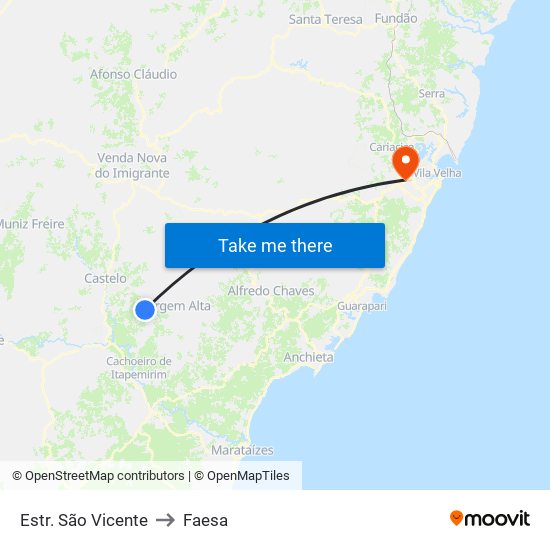 Estr. São Vicente to Faesa map