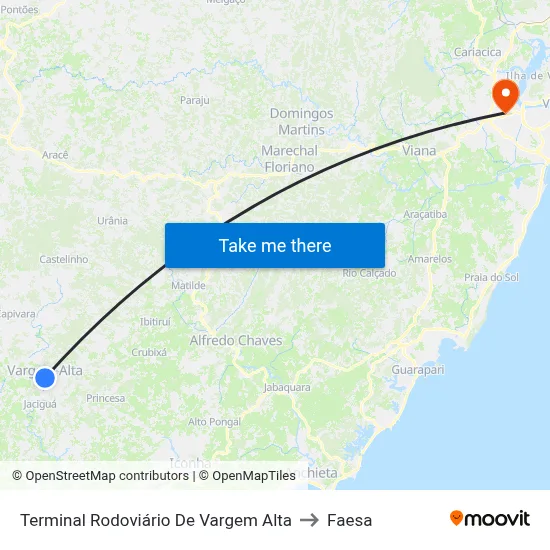 Terminal Rodoviário De Vargem Alta to Faesa map