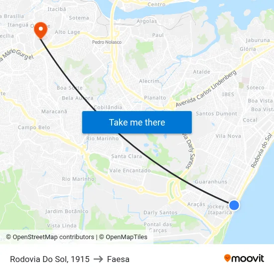 Rodovia Do Sol, 1915 to Faesa map