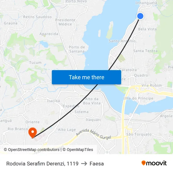 Rodovia Serafim Derenzi, 1119 to Faesa map
