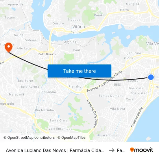 Avenida Luciano Das Neves | Farmácia Cidadã Estadual to Faesa map