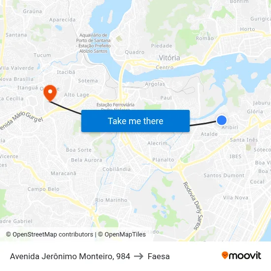 Avenida Jerônimo Monteiro, 984 to Faesa map