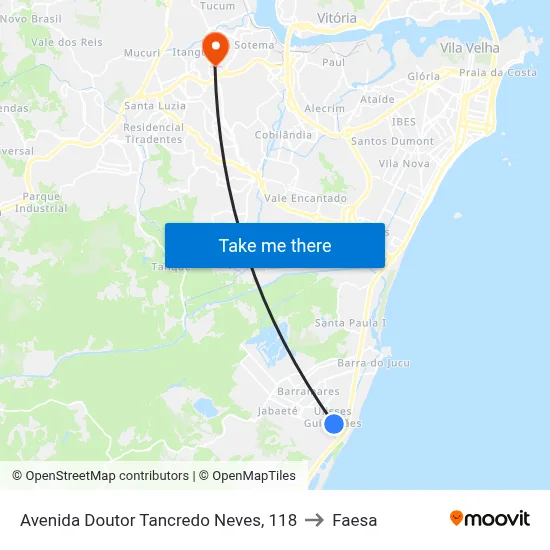 Avenida Doutor Tancredo Neves, 118 to Faesa map