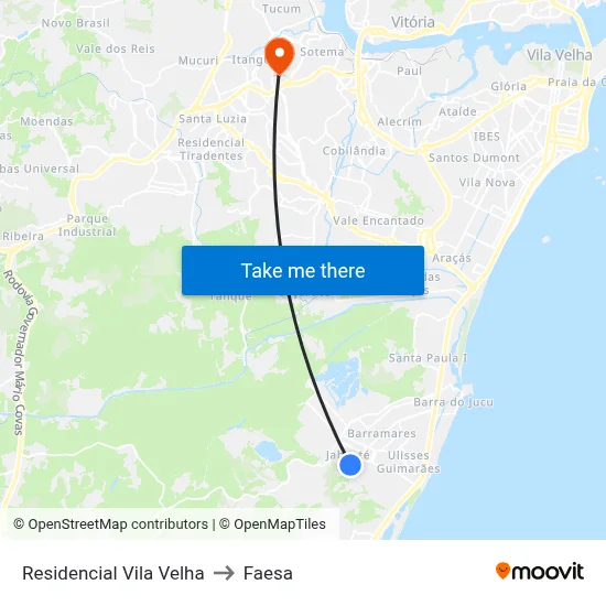 Residencial Vila Velha to Faesa map