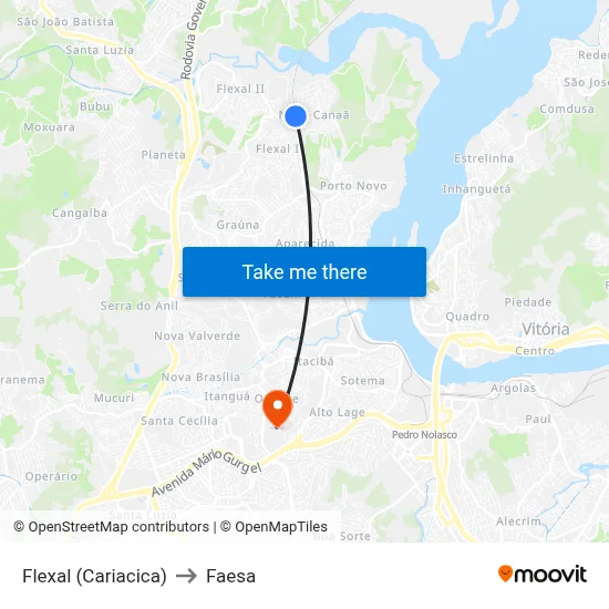 Flexal (Cariacica) to Faesa map