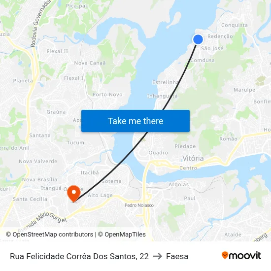 Rua Felicidade Corrêa Dos Santos, 22 to Faesa map