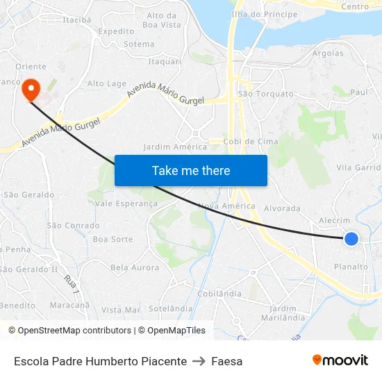 Escola Padre Humberto Piacente to Faesa map