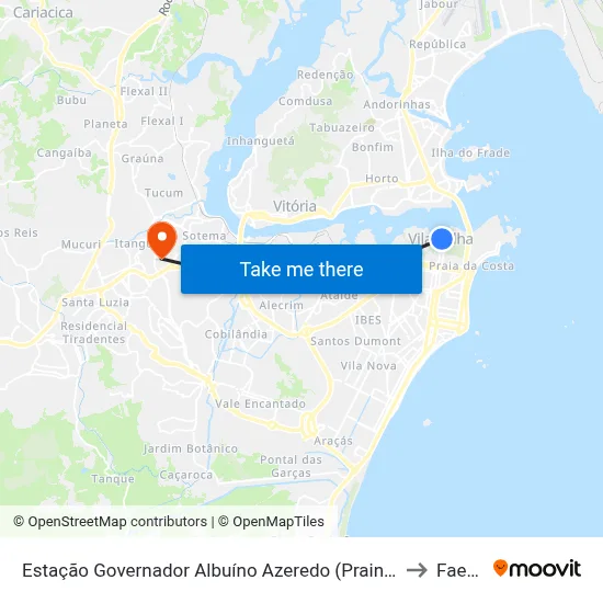 Estação Governador Albuíno Azeredo (Prainha) to Faesa map