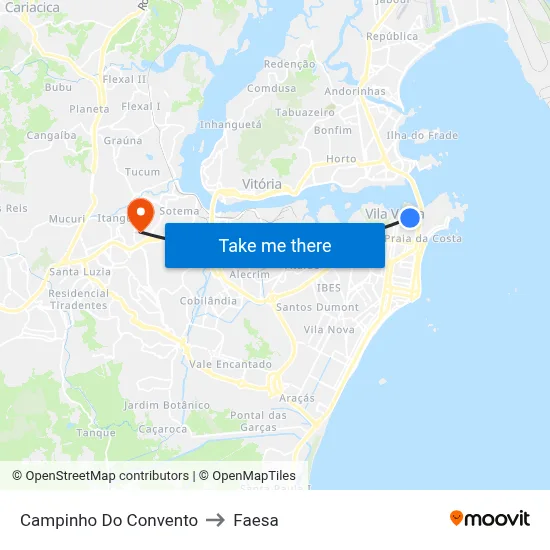 Campinho Do Convento to Faesa map