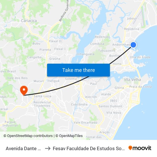 Avenida Dante Michelini, 729 to Fesav Faculdade De Estudos Sociais Aplicados De Viana map