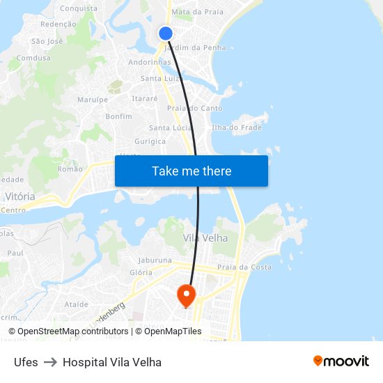 Ufes to Hospital Vila Velha map