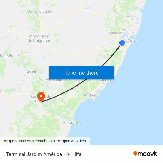 Terminal Jardim América to Hifa map