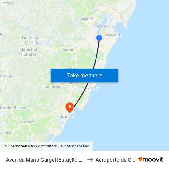 Avenida Mario Gurgel |Estação Pedro Nolasco to Aeroporto de Guarapari map