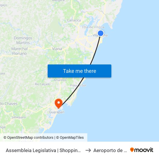 Assembleia Legislativa | Shopping Vitória (Municipal) to Aeroporto de Guarapari map