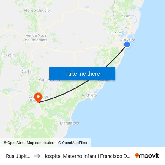 Rua Júpiter, 13 to Hospital Materno Infantil Francisco De Assis - Hifa map