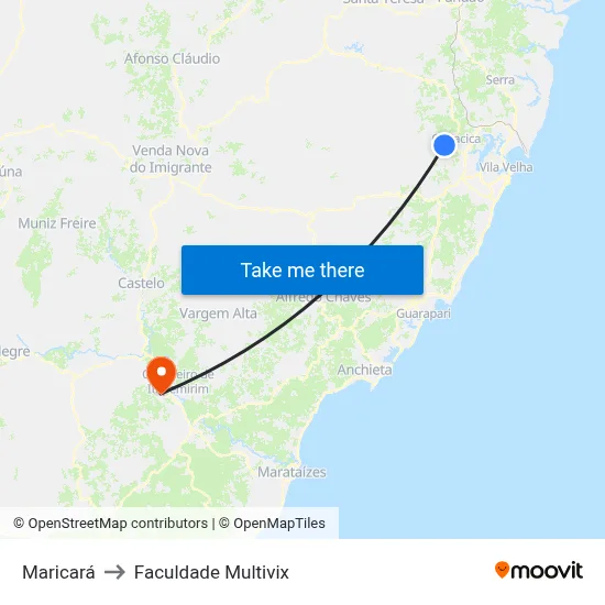 Maricará to Faculdade Multivix map