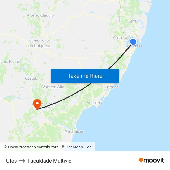 Ufes to Faculdade Multivix map