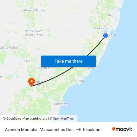 Avenida Marechal Mascarenhas De Moraes, 717 to Faculdade Multivix map