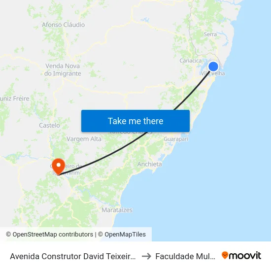 Avenida Construtor David Teixeira, 219 to Faculdade Multivix map