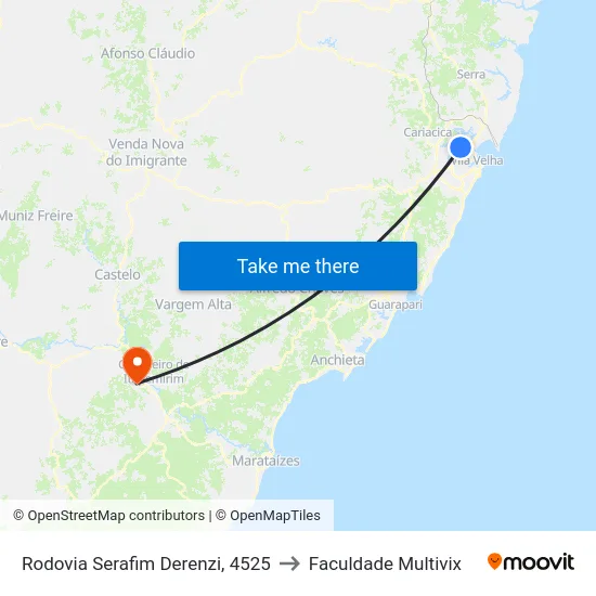 Rodovia Serafim Derenzi, 4525 to Faculdade Multivix map