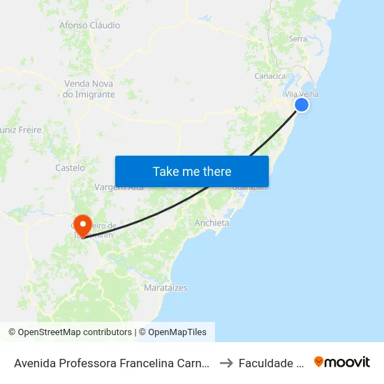 Avenida Professora Francelina Carneiro Setúbal, 1347 to Faculdade Multivix map