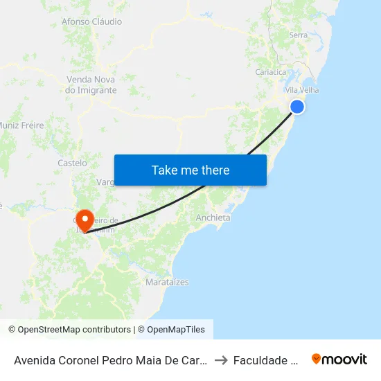Avenida Coronel Pedro Maia De Carvalho, 510-534 to Faculdade Multivix map