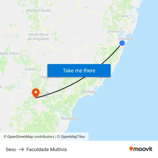 Sesc to Faculdade Multivix map