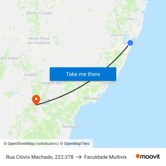 Rua Clóvis Machado, 222-278 to Faculdade Multivix map