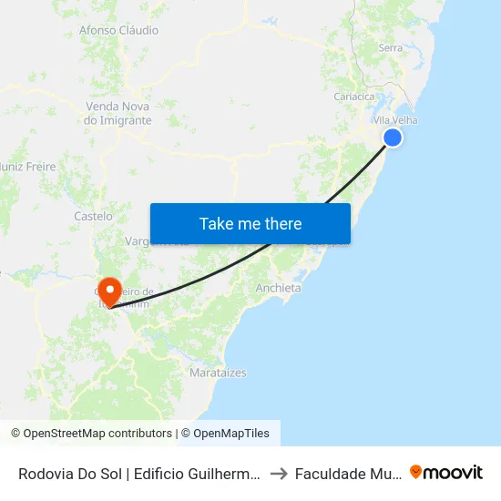 Rodovia Do Sol | Edificio Guilherme Melotti to Faculdade Multivix map