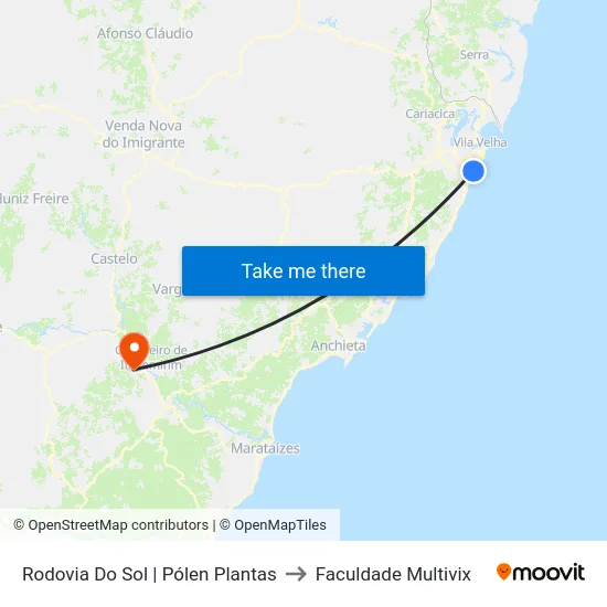 Rodovia Do Sol | Pólen Plantas to Faculdade Multivix map