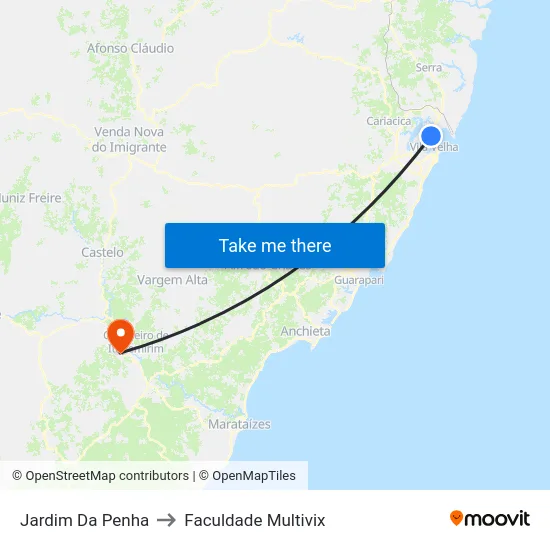 Jardim Da Penha to Faculdade Multivix map