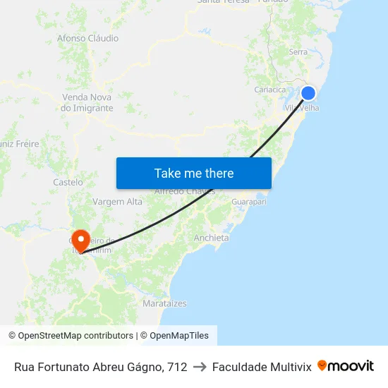 Rua Fortunato Abreu Gágno, 712 to Faculdade Multivix map
