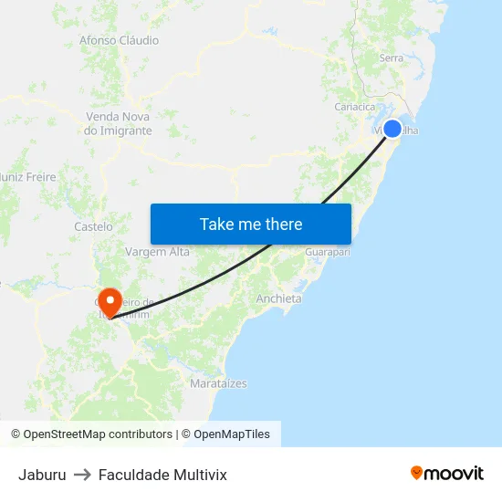 Jaburu to Faculdade Multivix map