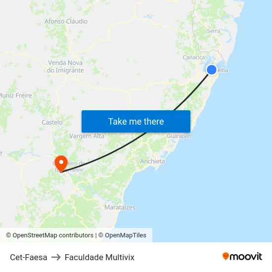 Cet-Faesa to Faculdade Multivix map