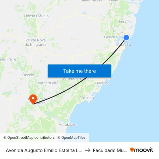 Avenida Augusto Emílio Estelita Lins, 232 to Faculdade Multivix map