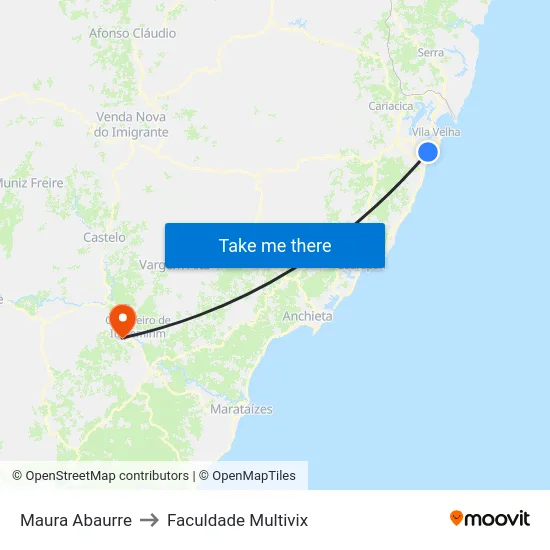 Maura Abaurre to Faculdade Multivix map