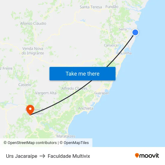 Urs Jacaraípe to Faculdade Multivix map