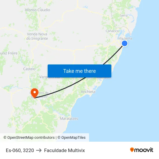 Es-060, 3220 to Faculdade Multivix map