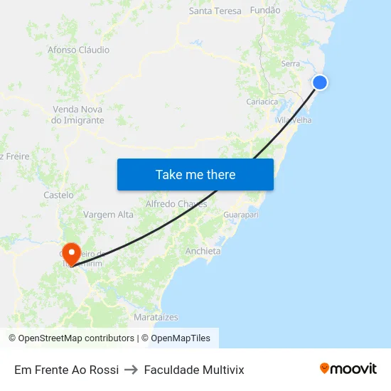 Em Frente Ao Rossi to Faculdade Multivix map