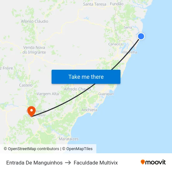 Entrada De Manguinhos to Faculdade Multivix map