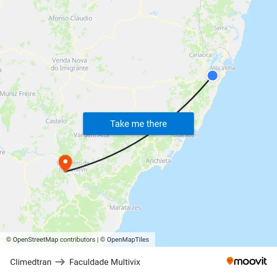 Climedtran to Faculdade Multivix map