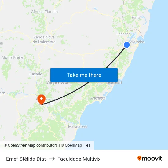Emef Stélida Dias to Faculdade Multivix map