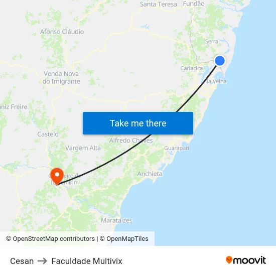 Cesan to Faculdade Multivix map