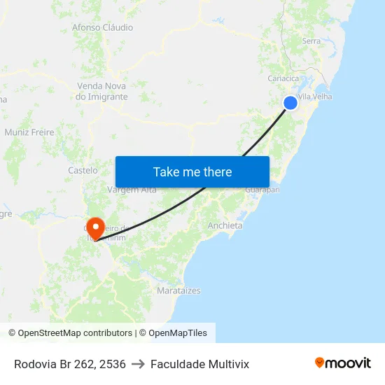 Rodovia Br 262, 2536 to Faculdade Multivix map