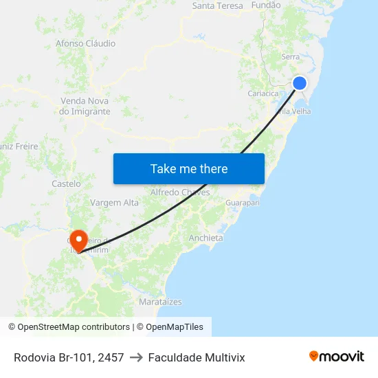 Rodovia Br-101, 2457 to Faculdade Multivix map