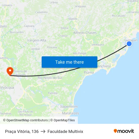 Praça Vitória, 136 to Faculdade Multivix map
